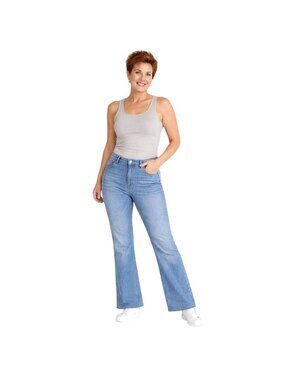 New Lands End Petite Bootcut Jeans Size 14 Light Wash High Rise Stretch Denim